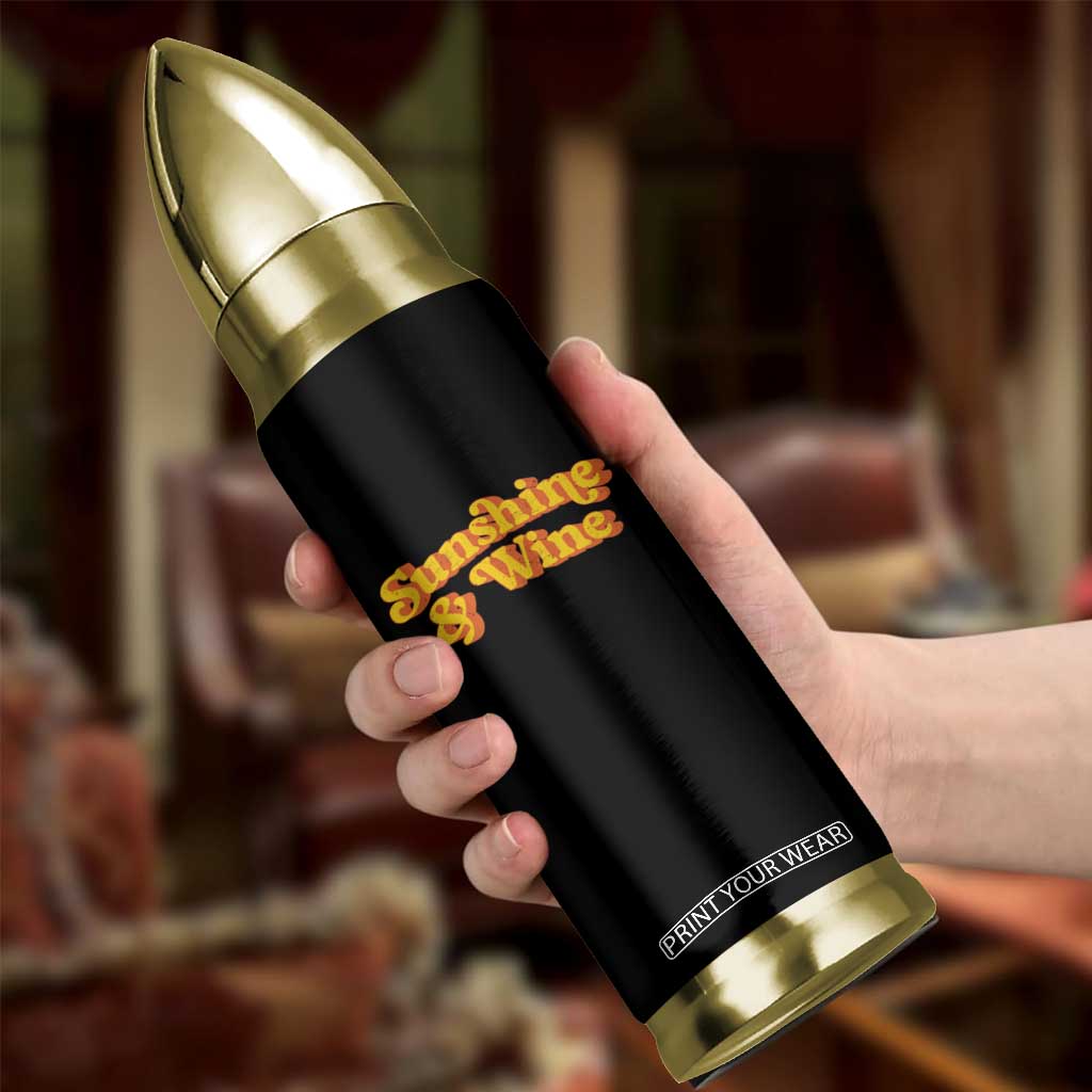 Funny Drinking Bullet Tumbler Sunshine & Wine Retro Drinking Summer Vintage 70's TS10 Print Your Wear