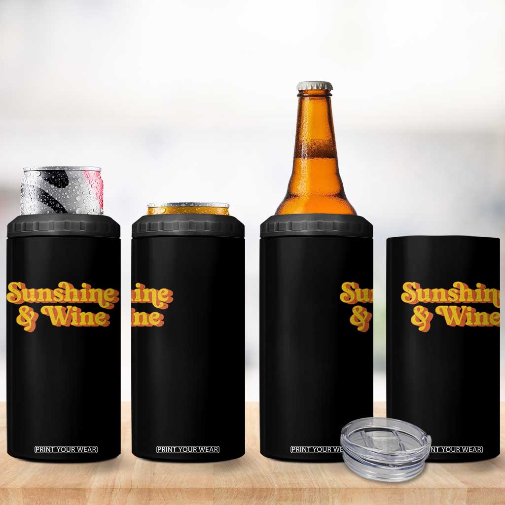 Funny Drinking 4 in 1 Can Cooler Tumbler Sunshine & Wine Retro Drinking Summer Vintage 70's TS10 Print Your Wear