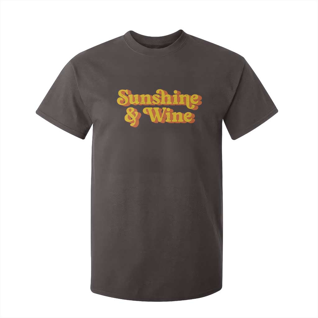 Funny Drinking T Shirt For Kid Sunshine & Wine Retro Drinking Summer Vintage 70's TS10 Dark Chocolate Print Your Wear