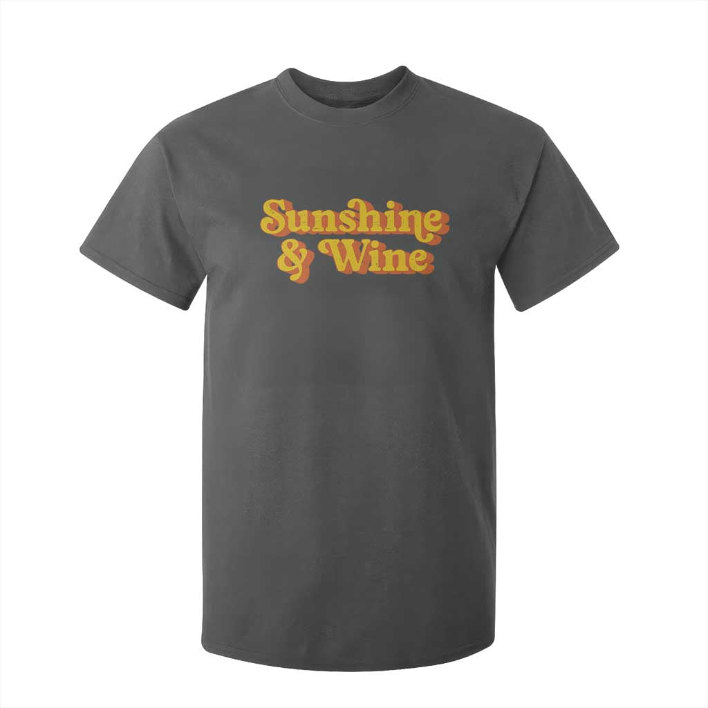 Funny Drinking T Shirt For Kid Sunshine & Wine Retro Drinking Summer Vintage 70's TS10 Dark Heather Print Your Wear