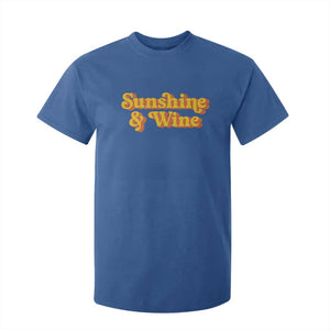 Funny Drinking T Shirt For Kid Sunshine & Wine Retro Drinking Summer Vintage 70's TS10 Royal Blue Print Your Wear