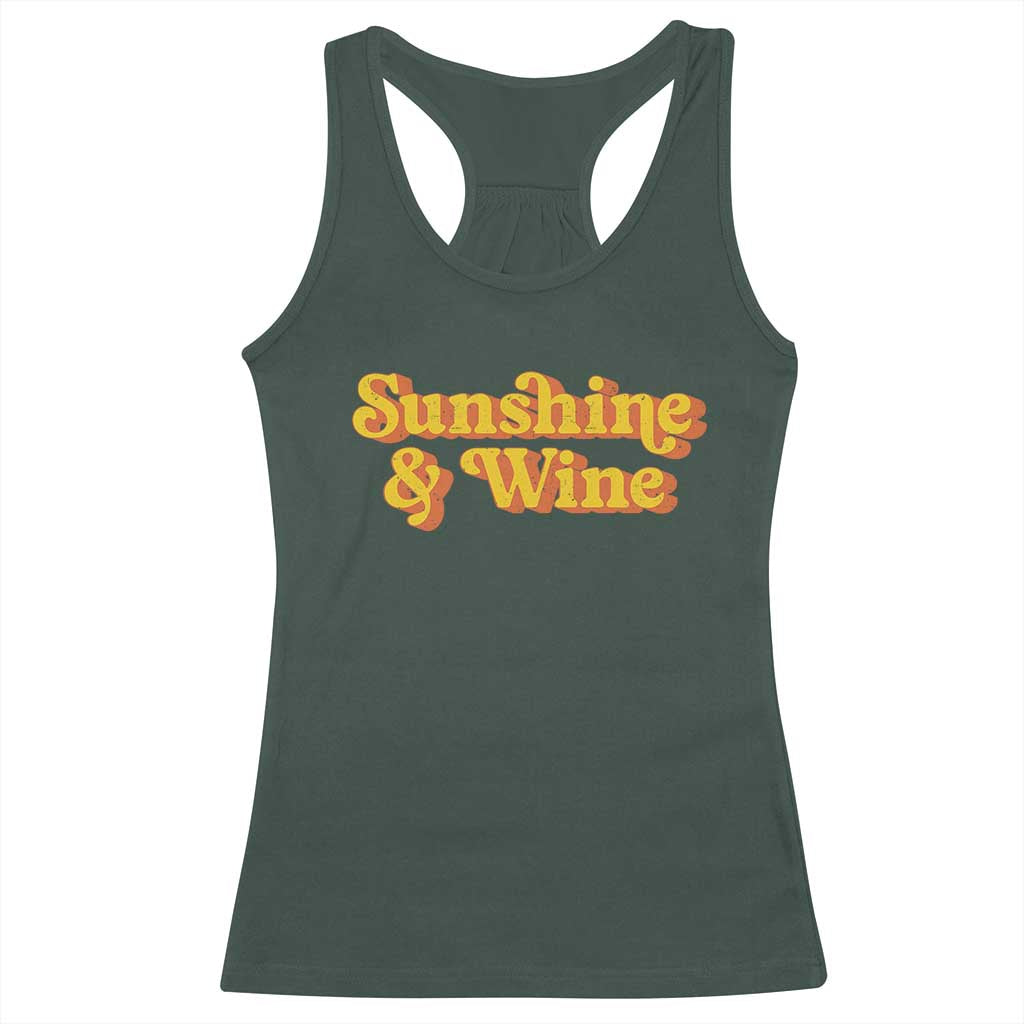 Funny Drinking Racerback Tank Top Sunshine & Wine Retro Drinking Summer Vintage 70's TS10 Dark Forest Green Print Your Wear