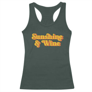 Funny Drinking Racerback Tank Top Sunshine & Wine Retro Drinking Summer Vintage 70's TS10 Dark Forest Green Print Your Wear