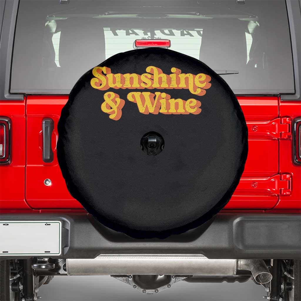 Funny Drinking Spare Tire Cover Sunshine & Wine Retro Drinking Summer Vintage 70's TS10 Black Print Your Wear