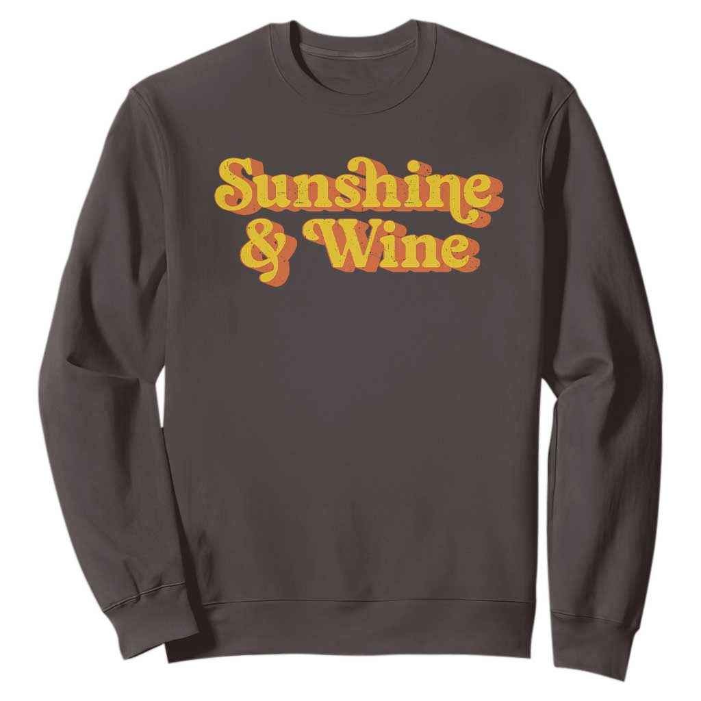 Funny Drinking Sweatshirt Sunshine & Wine Retro Drinking Summer Vintage 70's TS10 Dark Chocolate Print Your Wear