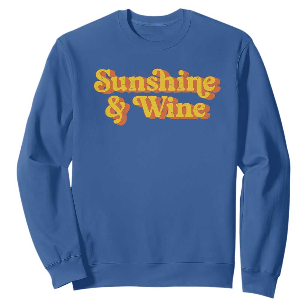 Funny Drinking Sweatshirt Sunshine & Wine Retro Drinking Summer Vintage 70's TS10 Royal Blue Print Your Wear