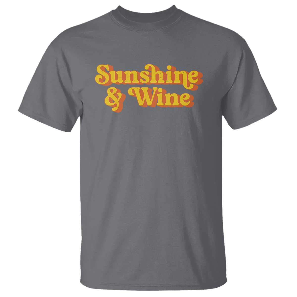 Funny Drinking T Shirt Sunshine & Wine Retro Drinking Summer Vintage 70's TS10 Charcoal Print Your Wear