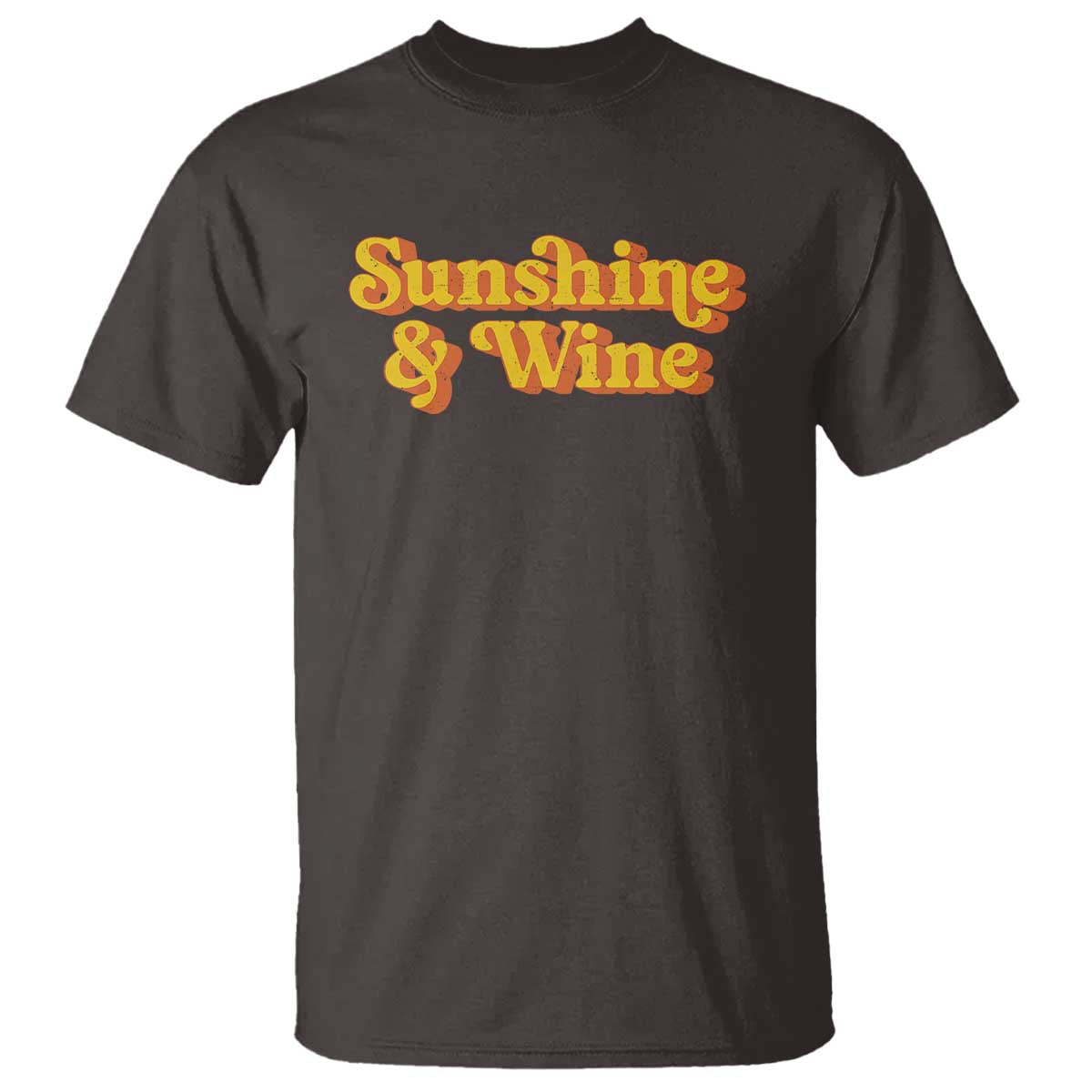 Funny Drinking T Shirt Sunshine & Wine Retro Drinking Summer Vintage 70's TS10 Dark Chocolate Print Your Wear