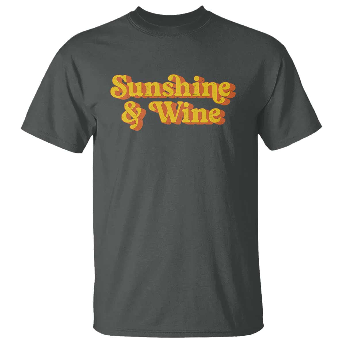 Funny Drinking T Shirt Sunshine & Wine Retro Drinking Summer Vintage 70's TS10 Dark Heather Print Your Wear