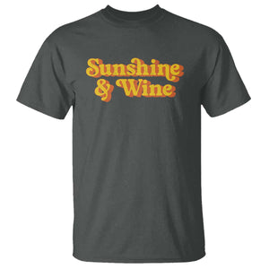 Funny Drinking T Shirt Sunshine & Wine Retro Drinking Summer Vintage 70's TS10 Dark Heather Print Your Wear