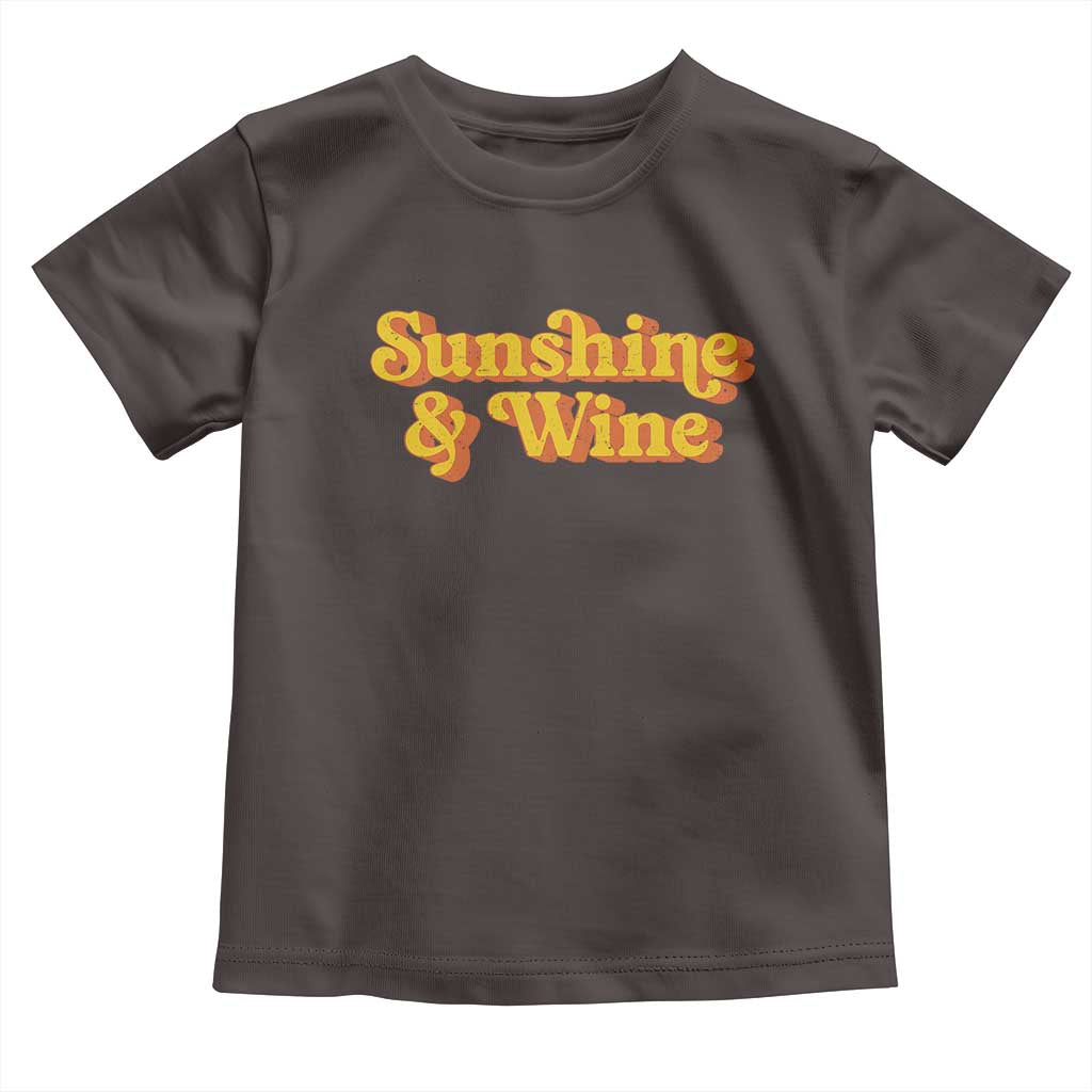 Funny Drinking Toddler T Shirt Sunshine & Wine Retro Drinking Summer Vintage 70's TS10 Dark Chocolate Print Your Wear