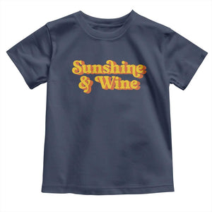 Funny Drinking Toddler T Shirt Sunshine & Wine Retro Drinking Summer Vintage 70's TS10 Navy Print Your Wear
