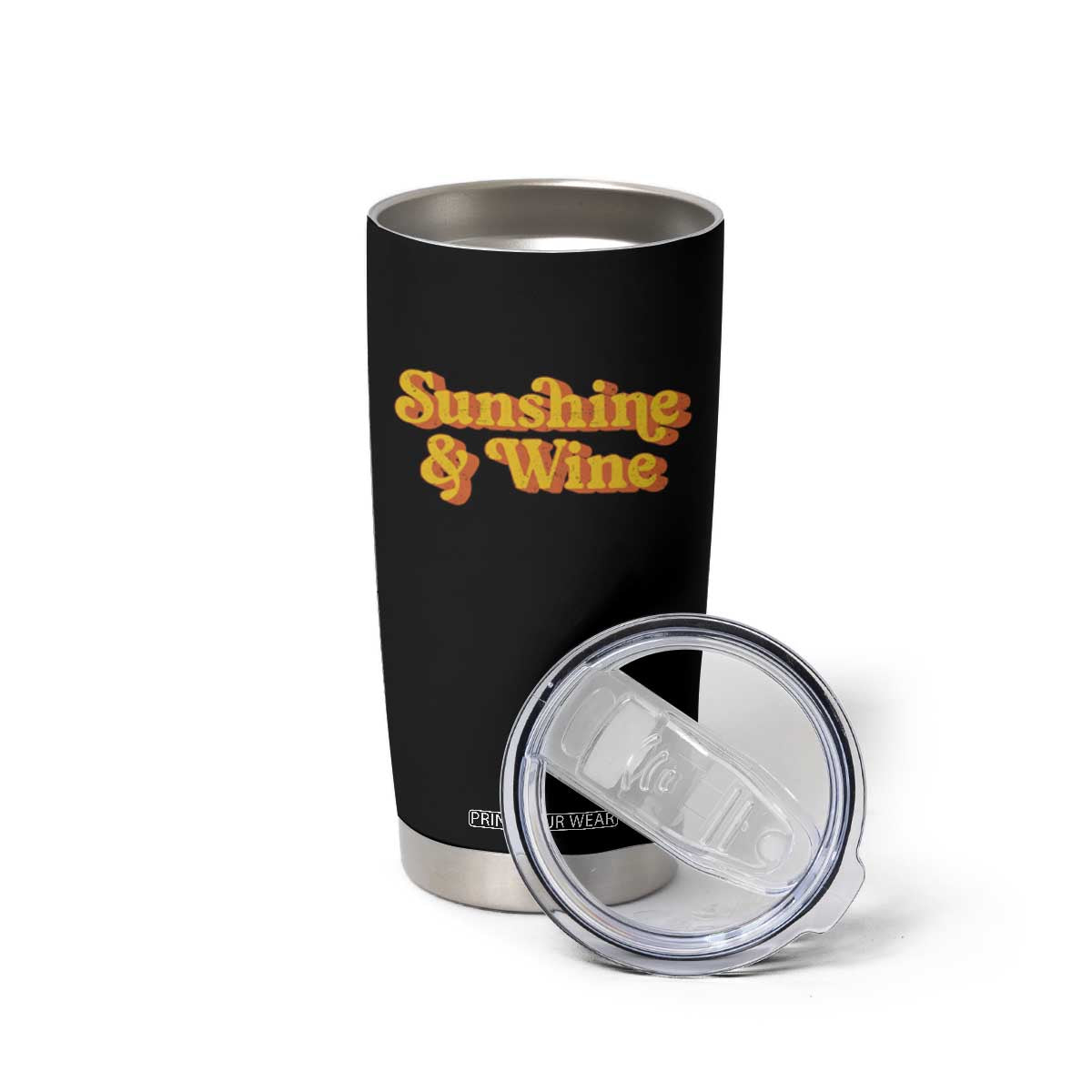Funny Drinking Tumbler Cup Sunshine & Wine Retro Drinking Summer Vintage 70's TS10 Print Your Wear