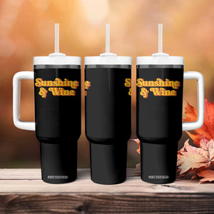 Funny Drinking Tumbler With Handle Sunshine & Wine Retro Drinking Summer Vintage 70's TS10 Print Your Wear