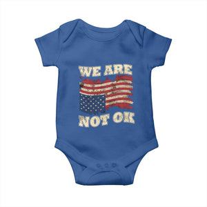 We Are Not Ok Baby Onesie Upside down American USA Flag TS10 Royal Blue Print Your Wear
