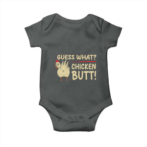 Guess What Chicken Butt Baby Onesie Funny Chicken Farmer Farming TS10 Dark Heather Print Your Wear