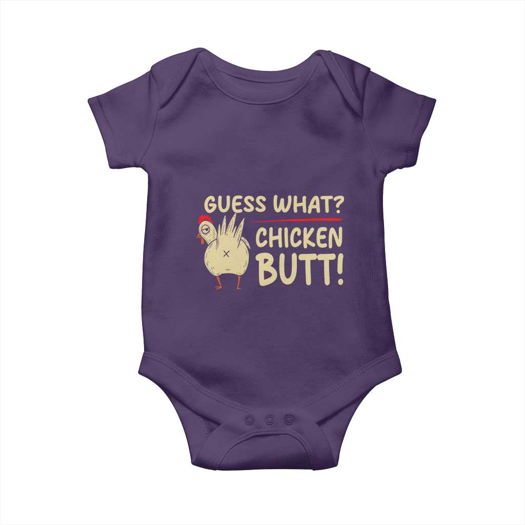 Guess What Chicken Butt Baby Onesie Funny Chicken Farmer Farming TS10 Purple Print Your Wear