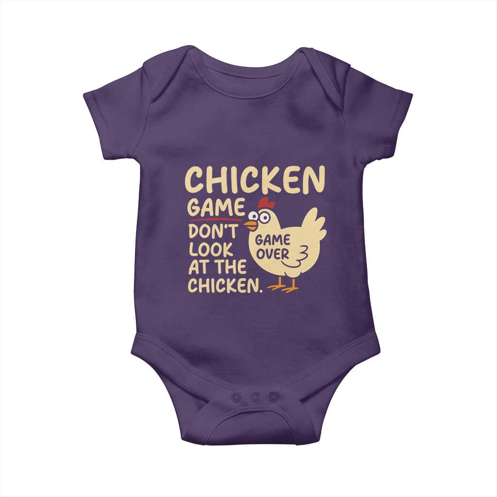 Funny Chicken Game Dont Look At The Chicken Baby Onesie TS10 Purple Print Your Wear