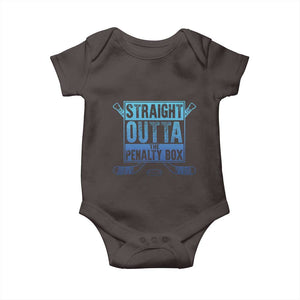 Ice Hockey Player Gifts Baby Onesie Straight Outta The Penalty Box TS10 Dark Chocolate Print Your Wear
