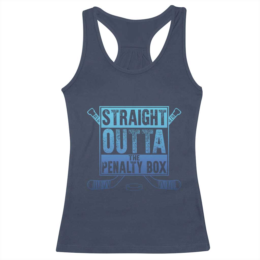 Ice Hockey Player Gifts Racerback Tank Top Straight Outta The Penalty Box TS10 Navy Print Your Wear
