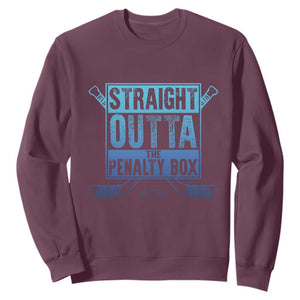 Ice Hockey Player Gifts Sweatshirt Straight Outta The Penalty Box TS10 Maroon Print Your Wear