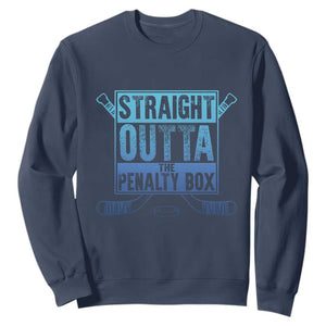 Ice Hockey Player Gifts Sweatshirt Straight Outta The Penalty Box TS10 Navy Print Your Wear