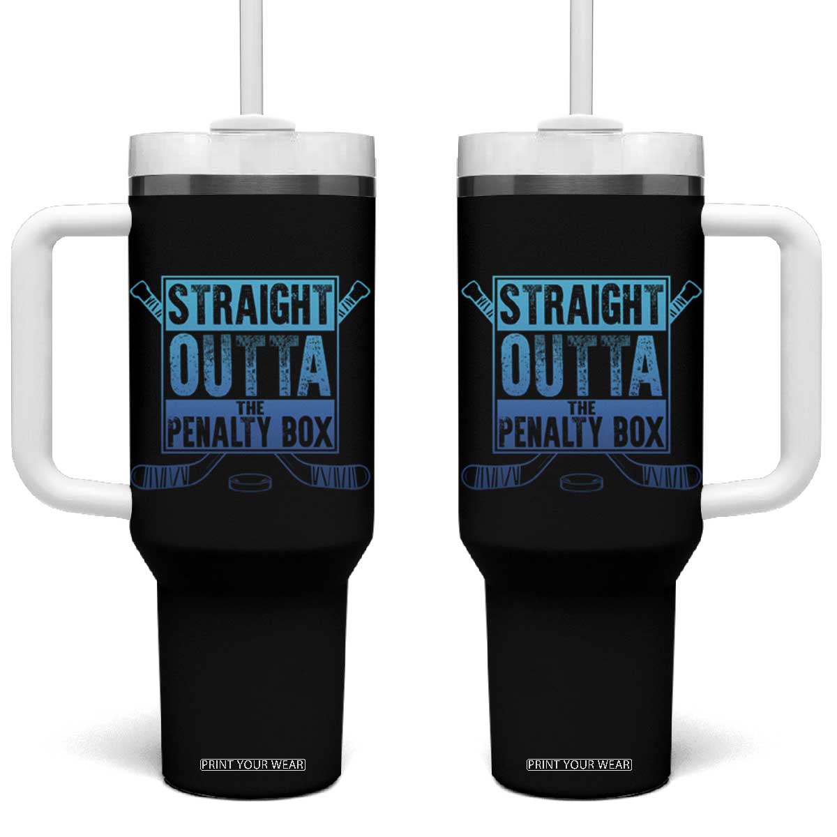 Ice Hockey Player Gifts Tumbler With Handle Straight Outta The Penalty Box TS10 One Size: 40 oz Black Print Your Wear