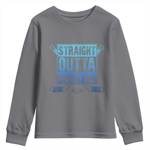 Ice Hockey Player Gifts Youth Sweatshirt Straight Outta The Penalty Box TS10 Charcoal Print Your Wear