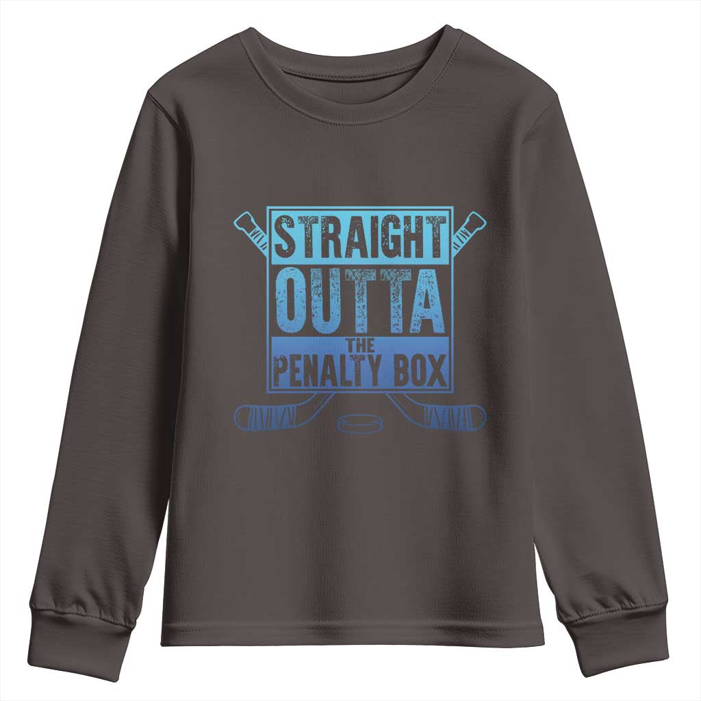 Ice Hockey Player Gifts Youth Sweatshirt Straight Outta The Penalty Box TS10 Dark Chocolate Print Your Wear