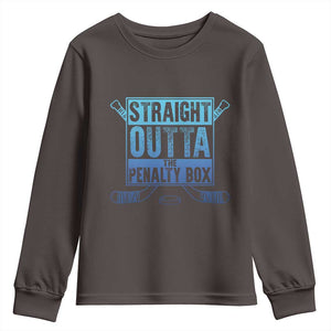 Ice Hockey Player Gifts Youth Sweatshirt Straight Outta The Penalty Box TS10 Dark Chocolate Print Your Wear