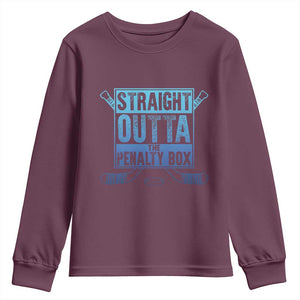 Ice Hockey Player Gifts Youth Sweatshirt Straight Outta The Penalty Box TS10 Maroon Print Your Wear