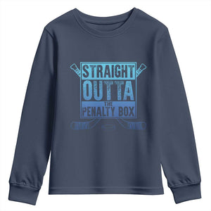 Ice Hockey Player Gifts Youth Sweatshirt Straight Outta The Penalty Box TS10 Navy Print Your Wear