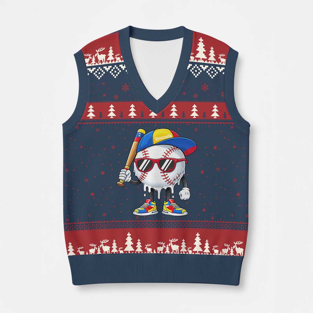 Venezuela Baseball V-Neck Knit Sweater Vest Venezuelan Pride Baseball Life Style Youth Drip Baseball Boys Kid TS10 Navy Red Print Your Wear