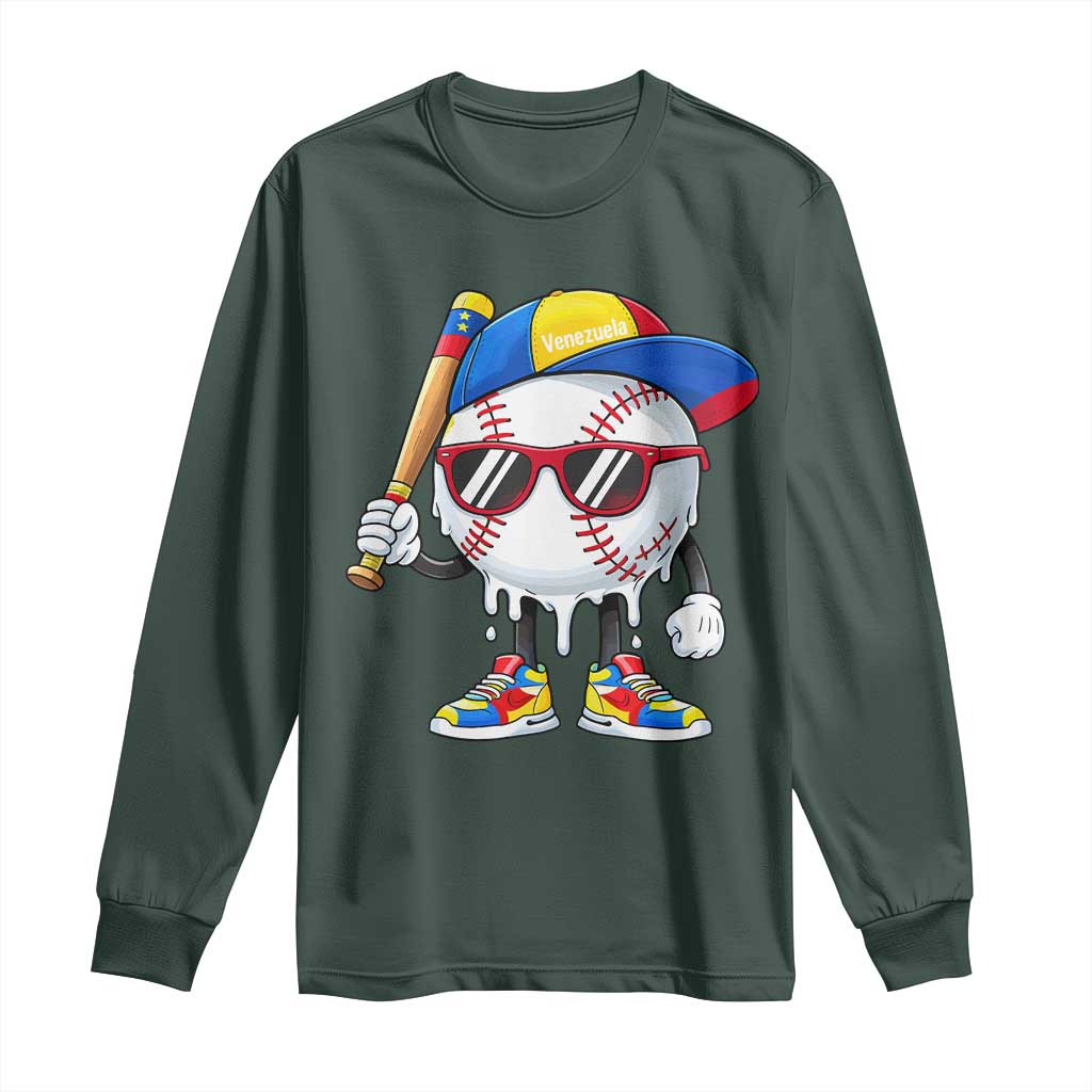 Venezuela Baseball Long Sleeve Shirt Venezuelan Pride Baseball Life Style Youth Drip Baseball Boys Kid TS10 Dark Forest Green Print Your Wear
