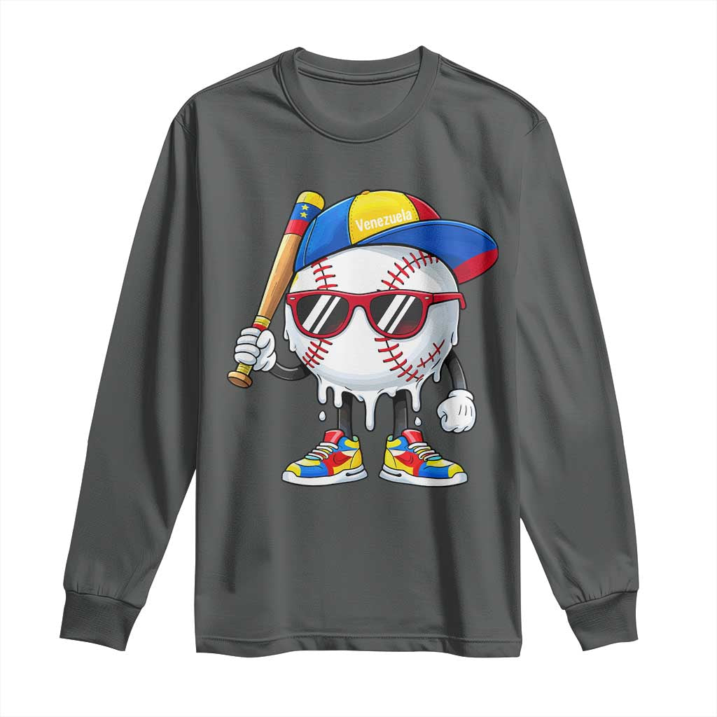 Venezuela Baseball Long Sleeve Shirt Venezuelan Pride Baseball Life Style Youth Drip Baseball Boys Kid TS10 Dark Heather Print Your Wear