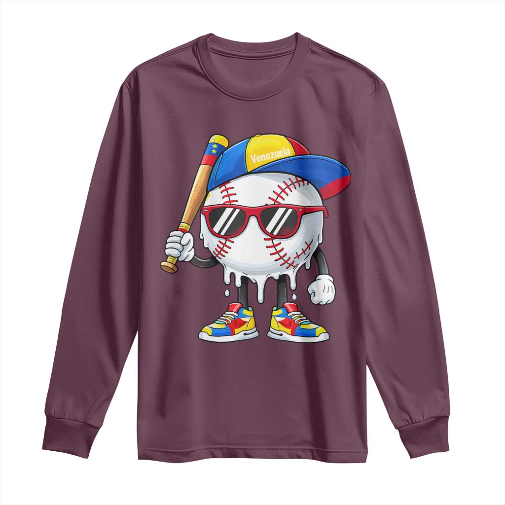 Venezuela Baseball Long Sleeve Shirt Venezuelan Pride Baseball Life Style Youth Drip Baseball Boys Kid TS10 Maroon Print Your Wear
