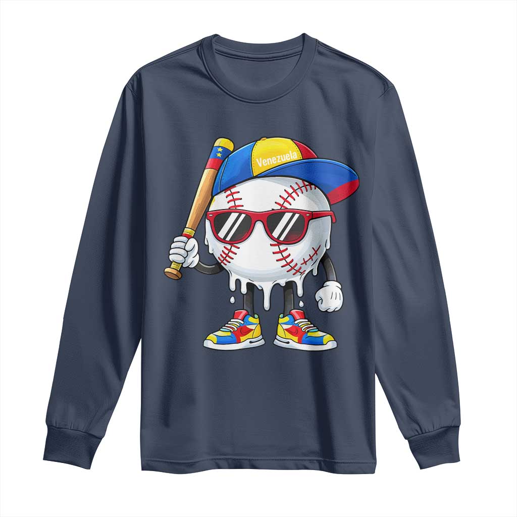 Venezuela Baseball Long Sleeve Shirt Venezuelan Pride Baseball Life Style Youth Drip Baseball Boys Kid TS10 Navy Print Your Wear