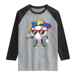 Venezuela Baseball Raglan Shirt Venezuelan Pride Baseball Life Style Youth Drip Baseball Boys Kid TS10 Heather Gray Black Print Your Wear