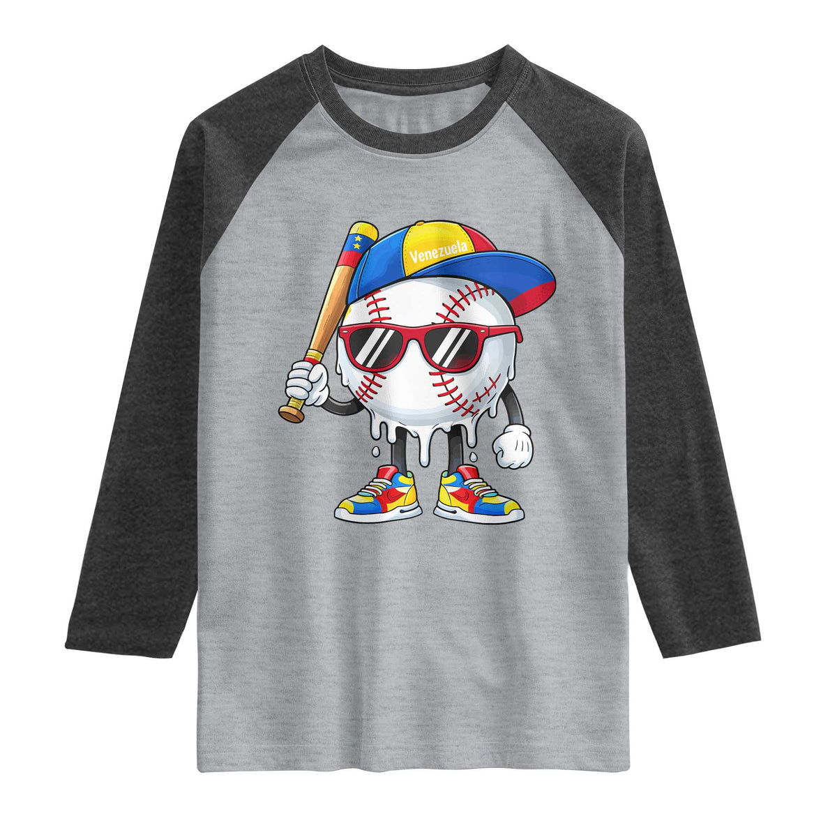 Venezuela Baseball Raglan Shirt Venezuelan Pride Baseball Life Style Youth Drip Baseball Boys Kid TS10 Heather Gray Heather Charcoal Print Your Wear