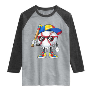 Venezuela Baseball Raglan Shirt Venezuelan Pride Baseball Life Style Youth Drip Baseball Boys Kid TS10 Heather Gray Heather Charcoal Print Your Wear