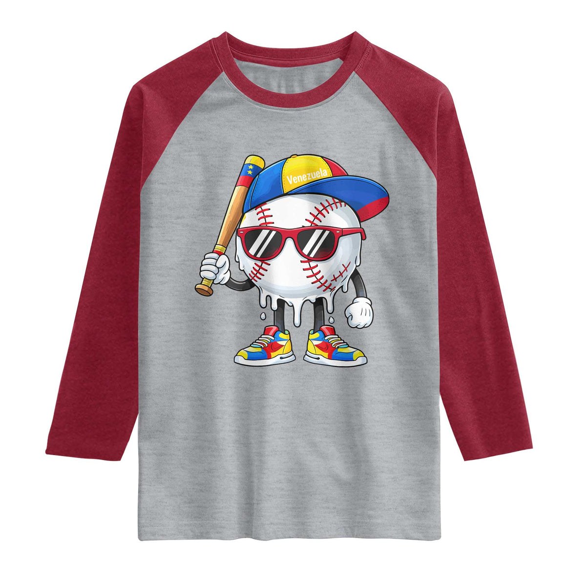 Venezuela Baseball Raglan Shirt Venezuelan Pride Baseball Life Style Youth Drip Baseball Boys Kid TS10 Heather Gray Heather Red Print Your Wear