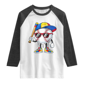 Venezuela Baseball Raglan Shirt Venezuelan Pride Baseball Life Style Youth Drip Baseball Boys Kid TS10 White Heather Charcoal Print Your Wear