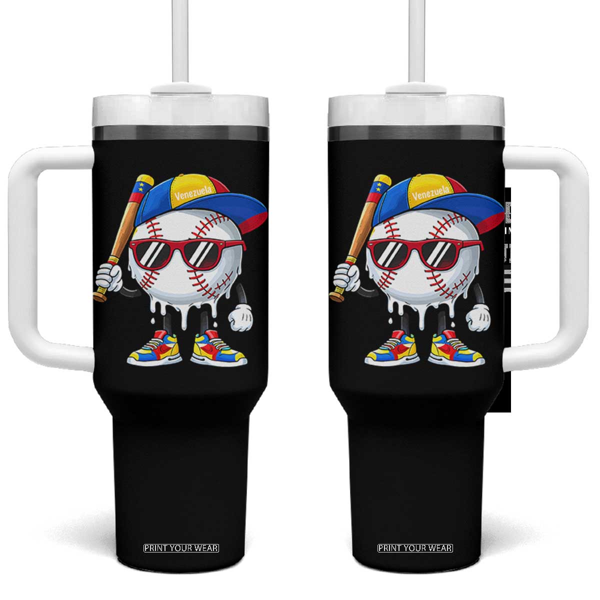 Venezuela Baseball Tumbler With Handle Venezuelan Pride Baseball Life Style Youth Drip Baseball Boys Kid TS10 One Size: 40 oz Black Print Your Wear