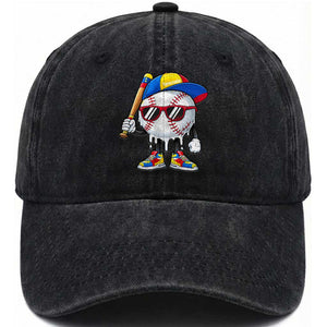 Venezuela Baseball Washed Cotton Baseball Cap Venezuelan Pride Baseball Life Style Youth Drip Baseball Boys Kid TS10 Washed Cap Universal Fit Black Print Your Wear