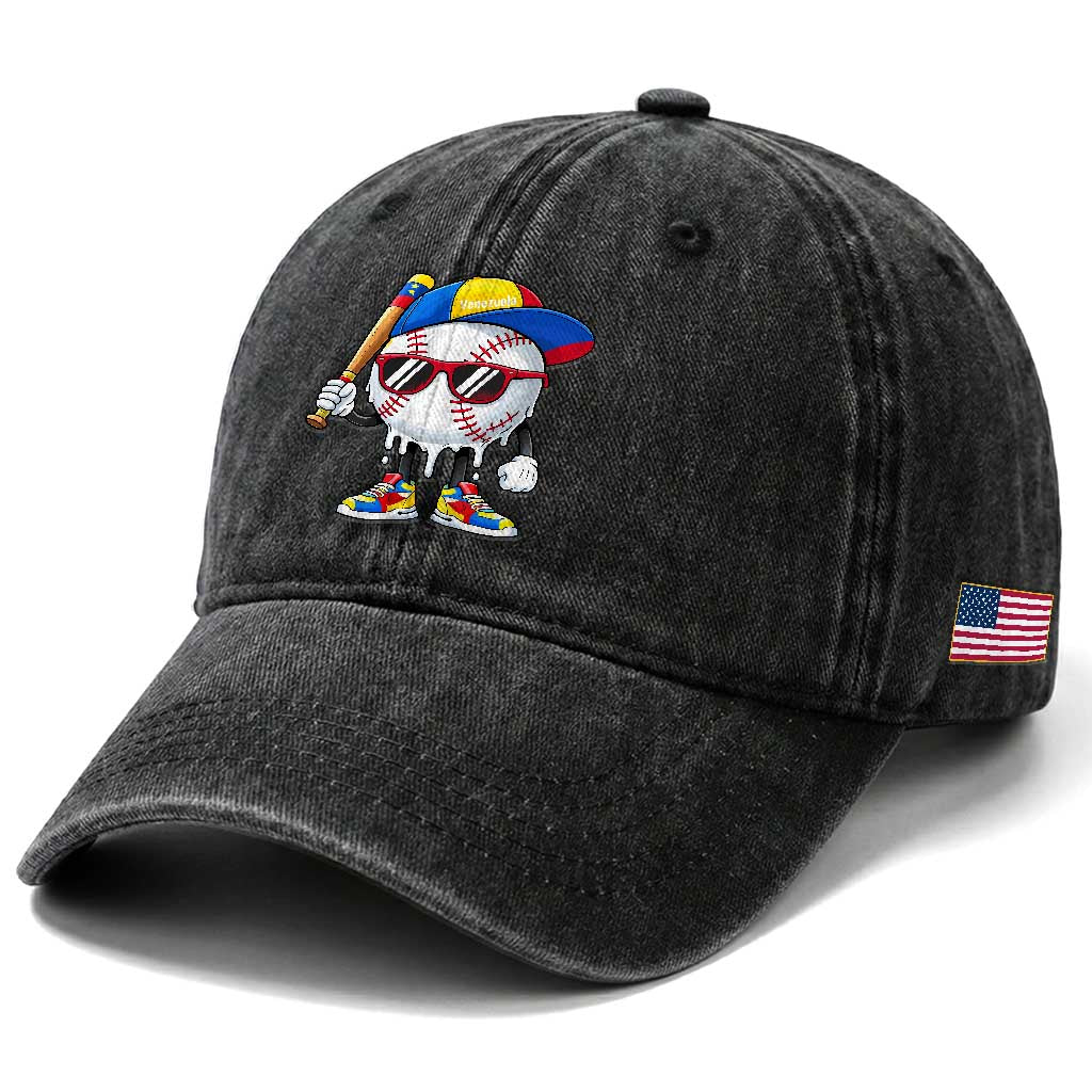 Venezuela Baseball Washed Cotton Baseball Cap Venezuelan Pride Baseball Life Style Youth Drip Baseball Boys Kid TS10 Print Your Wear