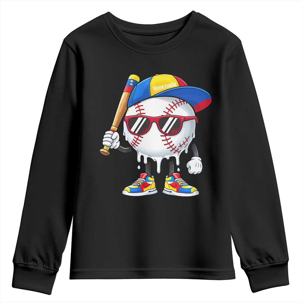 Venezuela Baseball Youth Sweatshirt Venezuelan Pride Baseball Life Style Youth Drip Baseball Boys Kid TS10 Black Print Your Wear