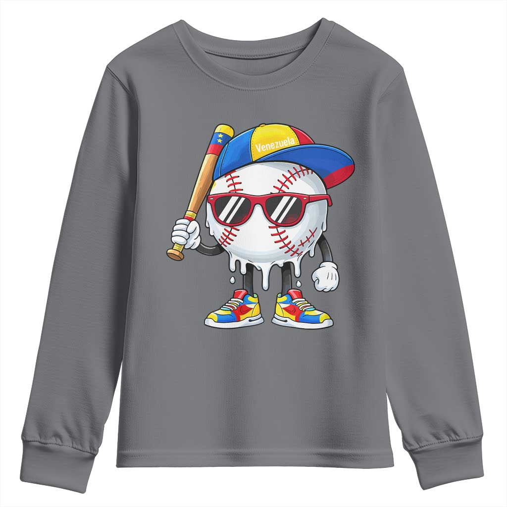 Venezuela Baseball Youth Sweatshirt Venezuelan Pride Baseball Life Style Youth Drip Baseball Boys Kid TS10 Charcoal Print Your Wear
