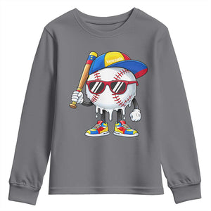 Venezuela Baseball Youth Sweatshirt Venezuelan Pride Baseball Life Style Youth Drip Baseball Boys Kid TS10 Charcoal Print Your Wear