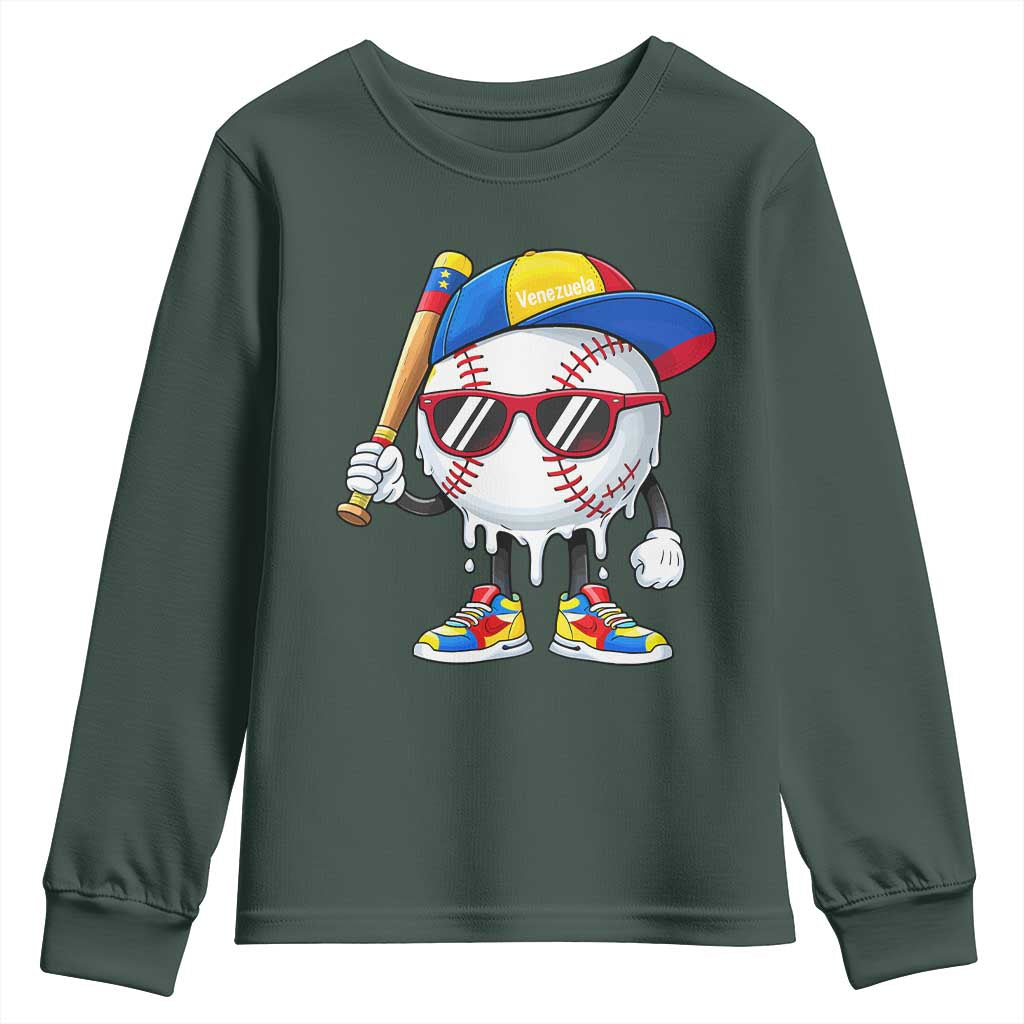 Venezuela Baseball Youth Sweatshirt Venezuelan Pride Baseball Life Style Youth Drip Baseball Boys Kid TS10 Dark Forest Green Print Your Wear