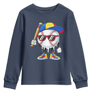 Venezuela Baseball Youth Sweatshirt Venezuelan Pride Baseball Life Style Youth Drip Baseball Boys Kid TS10 Navy Print Your Wear